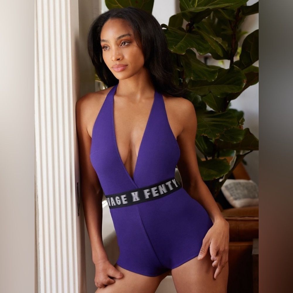 NWT Savage X Fenty Halter Playsuit Backless One Piece Swim Sz S